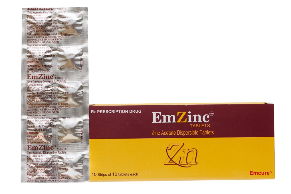 EmZinc Tablets 20mg bổ sung kẽm, trị tiêu chảy (10 vỉ x 10 viên) - 