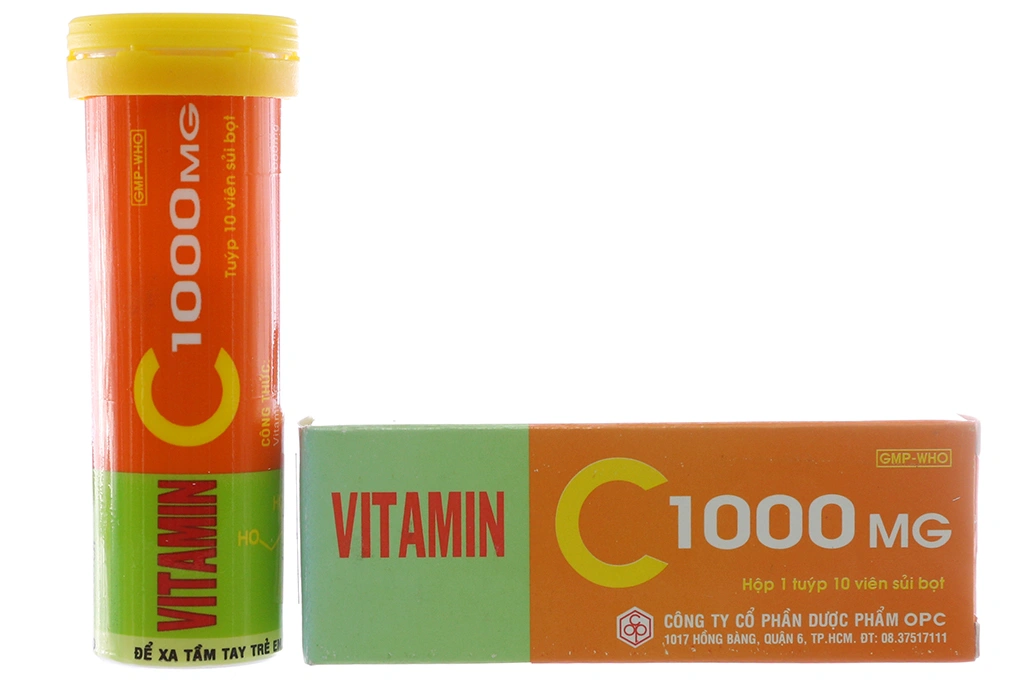 Vitamin C OPC 1000mg trị chảy máu do thiếu vitamin C tuýp 10 viên - 