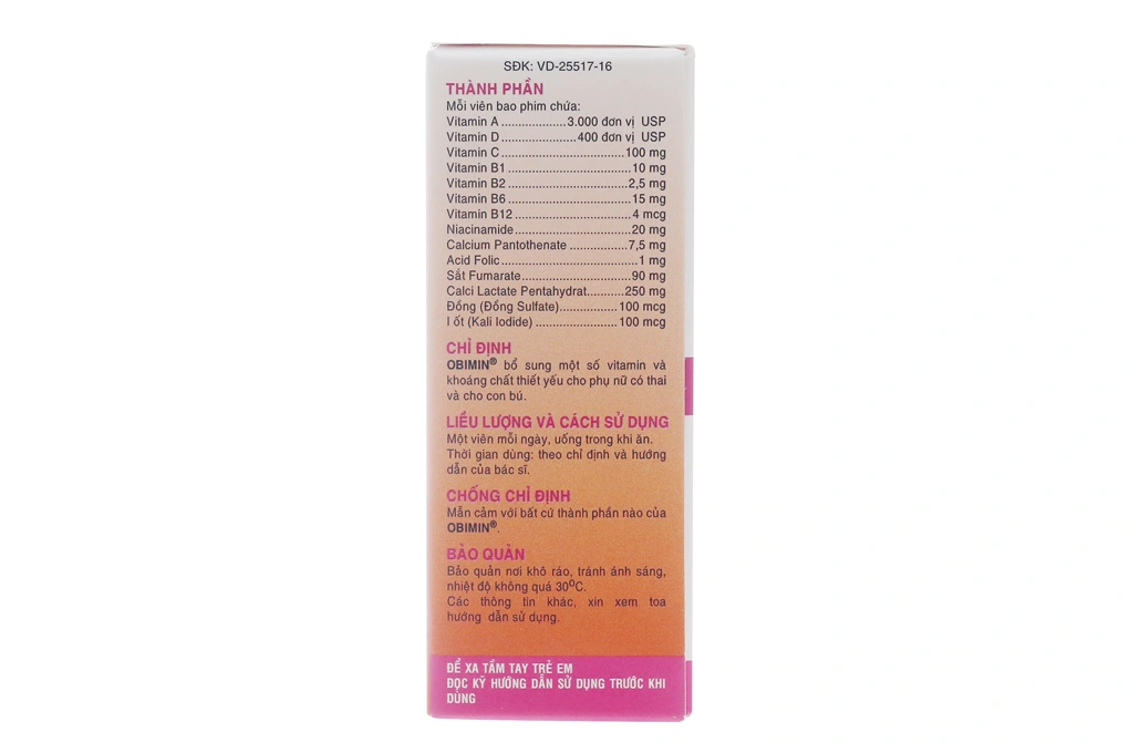 Obimin Multivitamins bổ sung vitamin, khoáng chất cho phụ nữ mang thai (10 vỉ x 10 viên) - 1