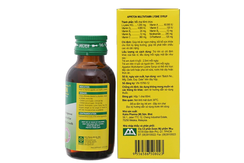 Siro Appeton Multivitamin Lysine ăn ngon, tăng chiều cao chai 60ml - 1