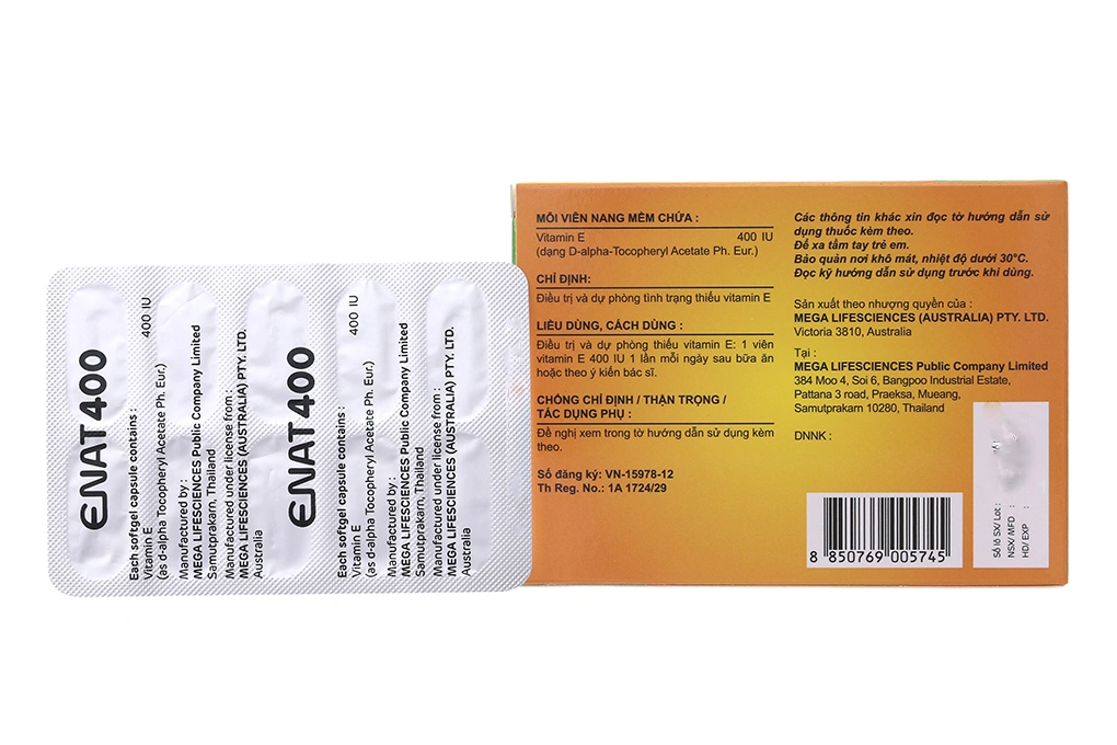 Enat 400 bổ sung vitamin E, ngừa lão hóa (3 vỉ x 10 viên) - 1