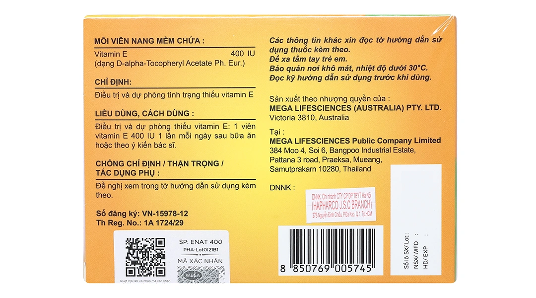 Enat 400 bổ sung vitamin E, ngừa lão hóa (3 vỉ x 10 viên) - 3