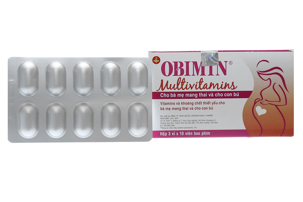 Obimin Multivitamins bổ sung vitamin, khoáng chất cho phụ nữ mang thai (3 vỉ x 10 viên) - 