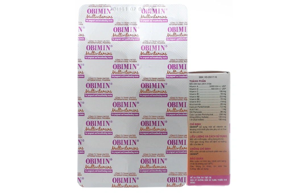 Obimin Multivitamins bổ sung vitamin, khoáng chất cho phụ nữ mang thai (3 vỉ x 10 viên) - 1