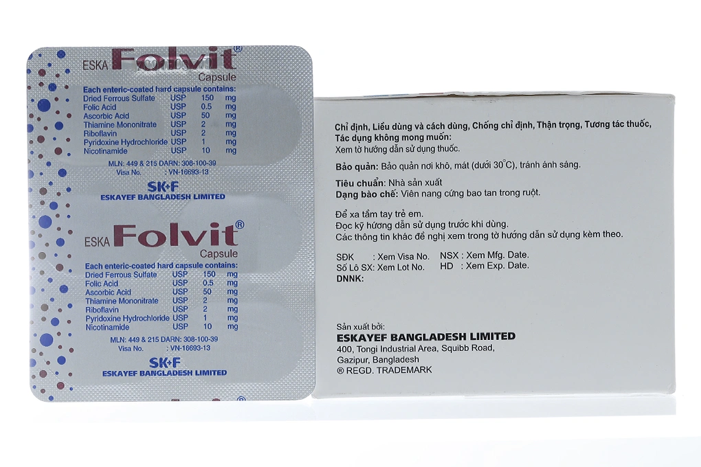 EskaFolvit bổ sung sắt và axit folic, trị thiếu máu (15 vỉ x 6 viên) - 1