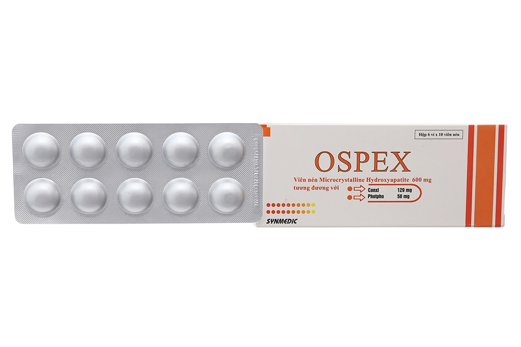 Ospex 600mg bổ sung canxi và phospho, ngừa loãng xương (6 vỉ x 10 viên) - 