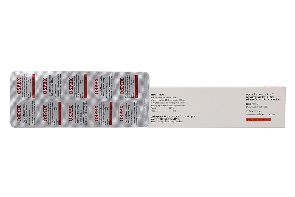 Ospex 600mg bổ sung canxi và phospho, ngừa loãng xương (6 vỉ x 10 viên) - 1