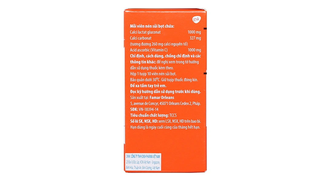 Viên nén sủi bọt CalSource Ca-C1000 Orange bổ sung canxi, vitamin C tuýp 10 viên - 2