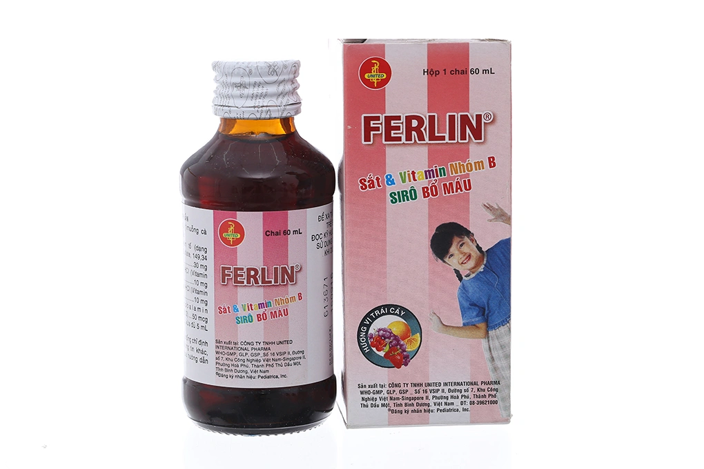 Siro Ferlin bổ sung vitamin nhóm B và sắt, trị thiếu máu chai 60ml - 