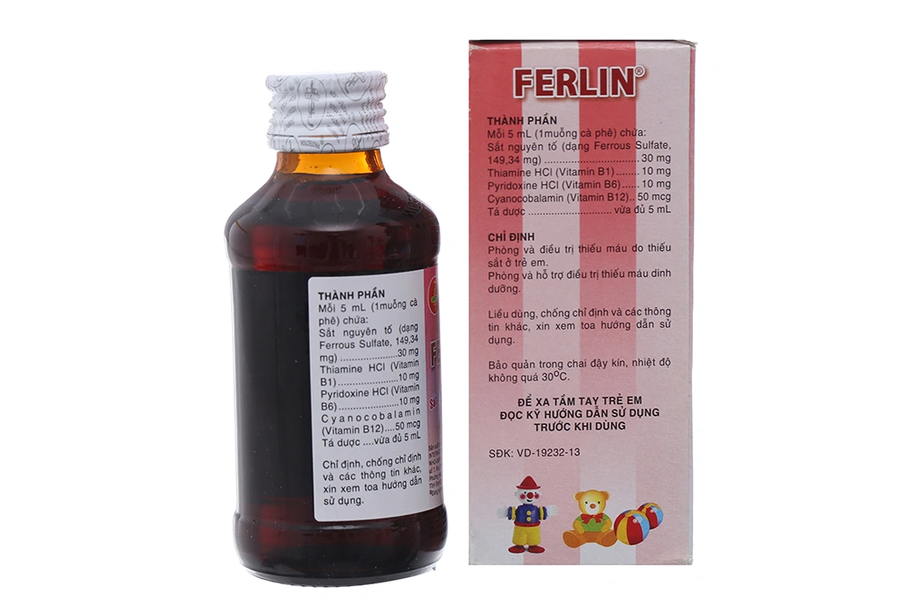 Siro Ferlin bổ sung vitamin nhóm B và sắt, trị thiếu máu chai 60ml - 1