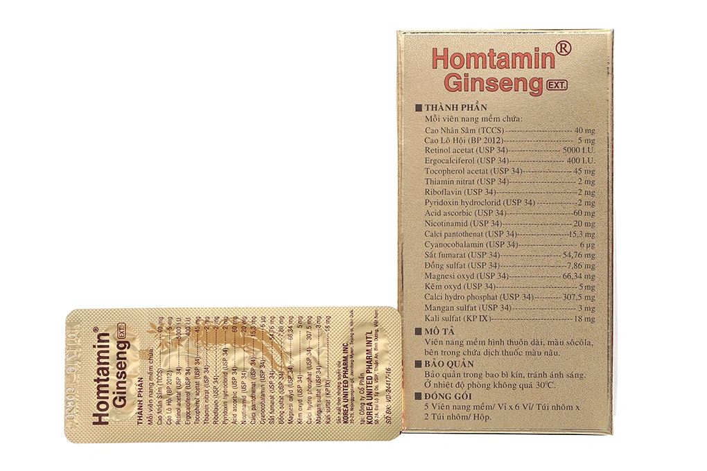 Homtamin Ginseng bổ sung vitamin và khoáng chất, giảm mệt mỏi (12 vỉ x 5 viên) - 1