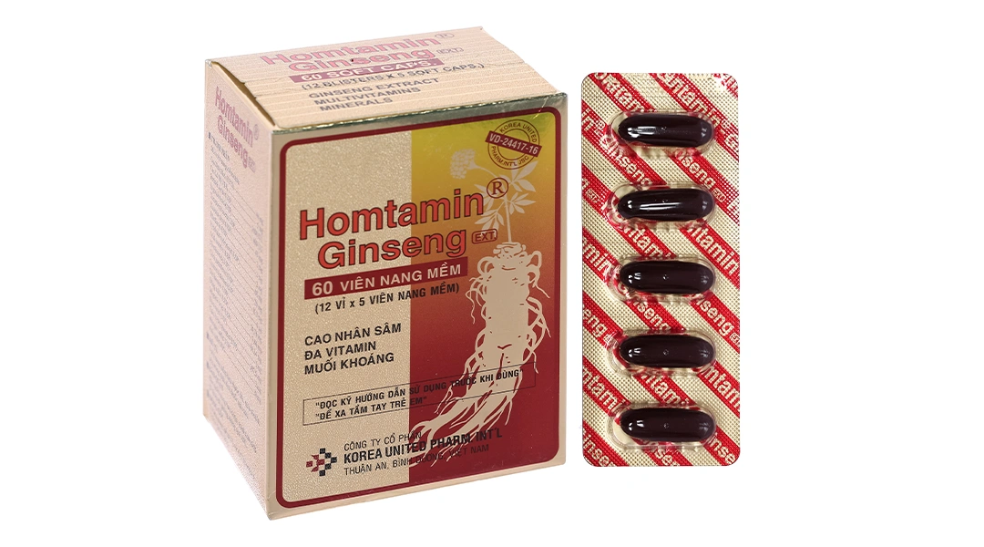 Homtamin Ginseng bổ sung vitamin và khoáng chất, giảm mệt mỏi (12 vỉ x 5 viên) - 