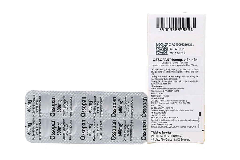 Ossopan 600mg bổ sung canxi, trị loãng xương (3 vỉ x 10 viên) - 1