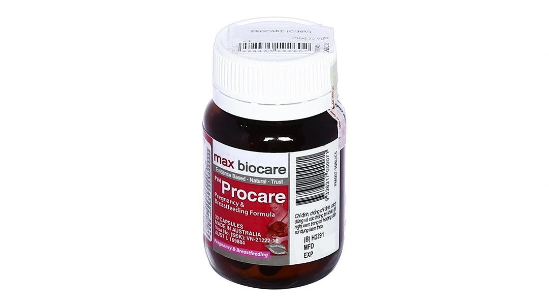 PM Procare bổ sung vitamin, khoáng chất cho phụ nữ mang thai lọ 30 viên - 