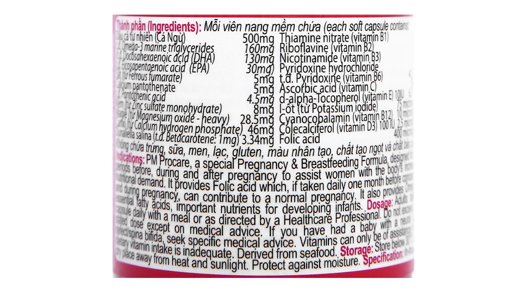 PM Procare bổ sung vitamin, khoáng chất cho phụ nữ mang thai lọ 30 viên - 4
