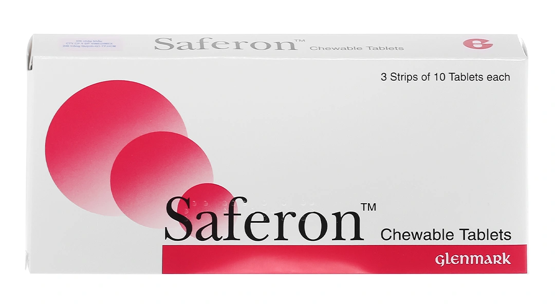 Viên nhai Saferon phòng và trị thiếu máu, thiếu sắt (3 vỉ x 10 viên) - 1