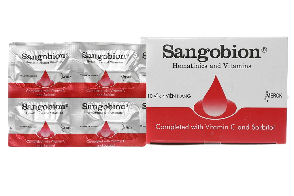 Sangobion trị thiếu máu do thiếu sắt, bổ sung axit folic (10 vỉ x 4 viên) - 