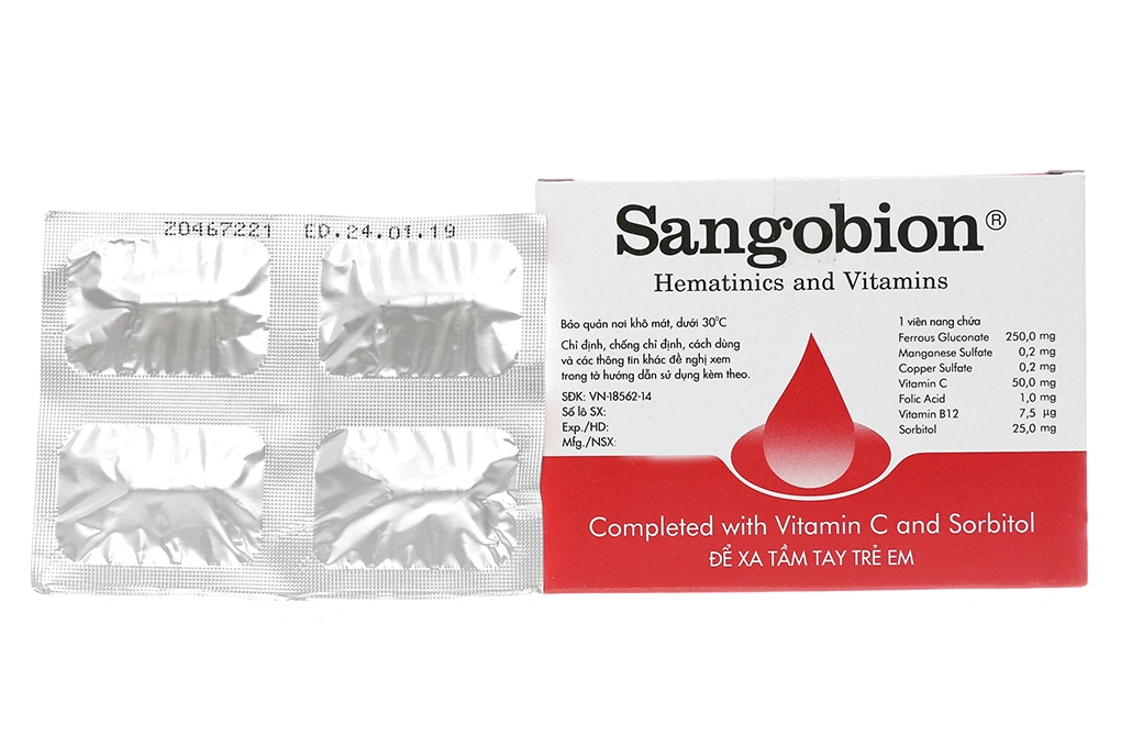 Sangobion trị thiếu máu do thiếu sắt, bổ sung axit folic (10 vỉ x 4 viên) - 1