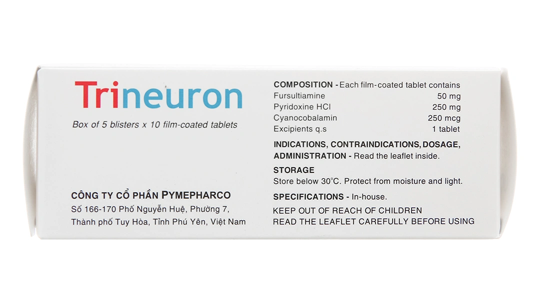 Trineuron trị bệnh do thiếu vitamin nhóm B (5 vỉ x 10 viên) - 2