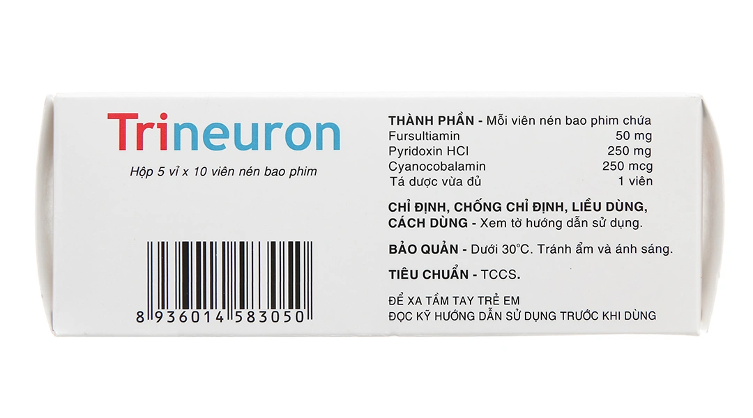 Trineuron trị bệnh do thiếu vitamin nhóm B (5 vỉ x 10 viên) - 3