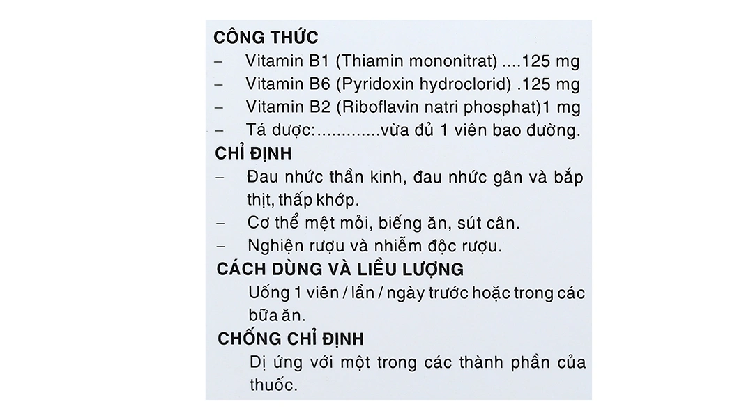 Trivita B trị đau nhức thần kinh, đau gân khớp, mệt mỏi (10 vỉ x 10 viên) - 5