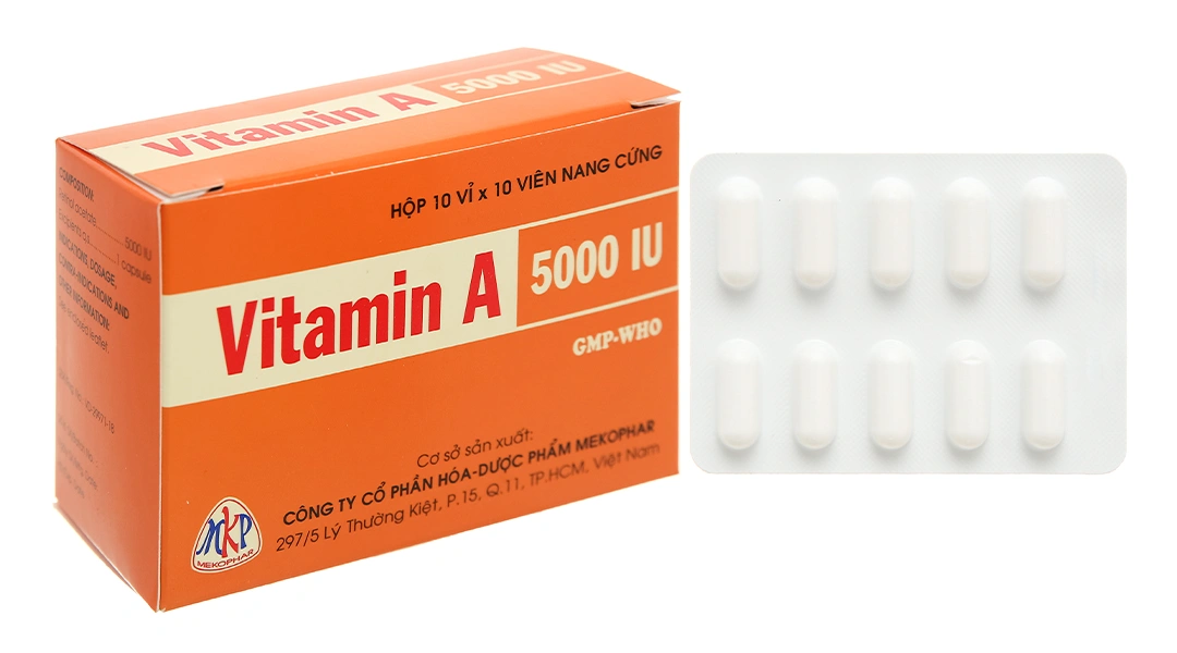 Vitamin A 5000IU phòng và trị các triệu chứng thiếu vitamin A (10 vỉ x 10 viên) - 