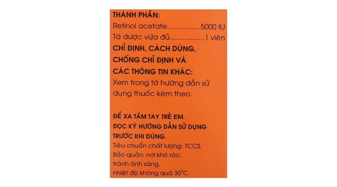 Vitamin A 5000IU phòng và trị các triệu chứng thiếu vitamin A (10 vỉ x 10 viên) - 4