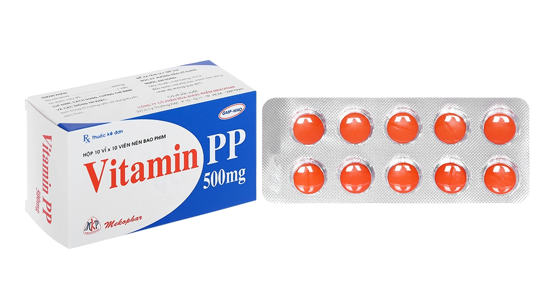 Vitamin PP Mekophar 500mg trị thiếu nicotinamide (10 vỉ x 10 viên) - 