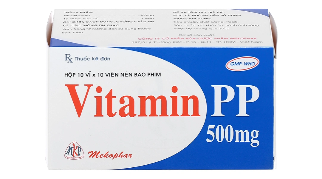 Vitamin PP Mekophar 500mg trị thiếu nicotinamide (10 vỉ x 10 viên) - 1