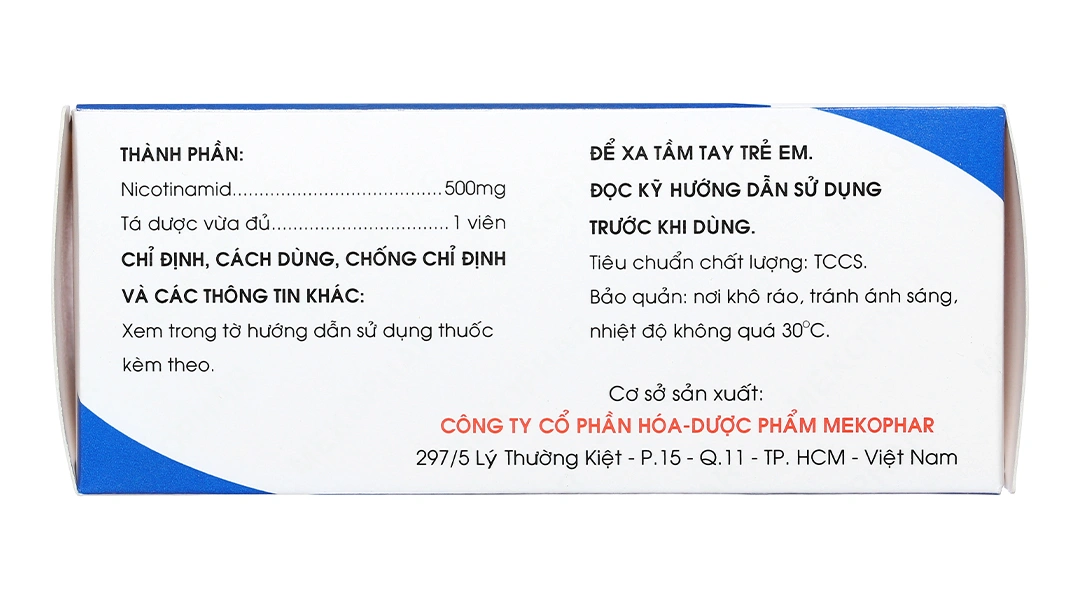 Vitamin PP Mekophar 500mg trị thiếu nicotinamide (10 vỉ x 10 viên) - 2