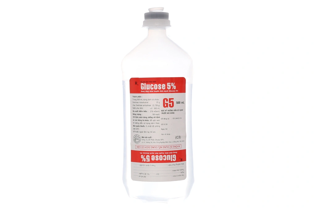 Dịch truyền Glucose 5% Otsuka bổ sung nước và năng lượng chai 500ml - 