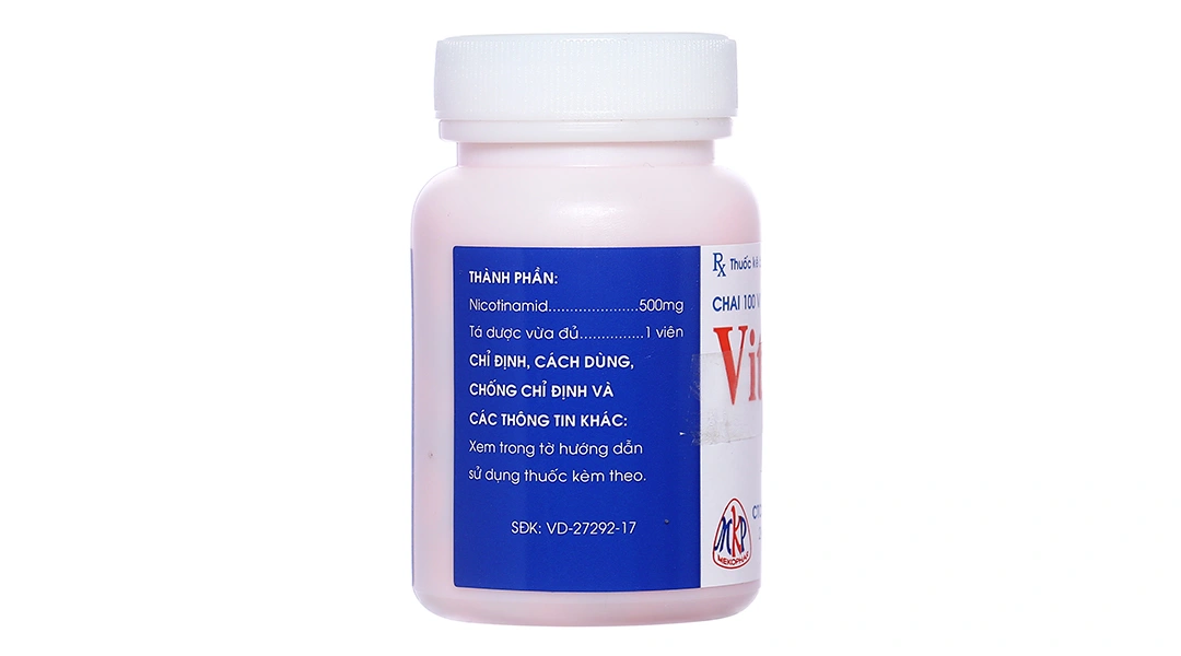 Vitamin PP Mekophar 500mg trị thiếu nicotinamide lọ 100 viên - 1
