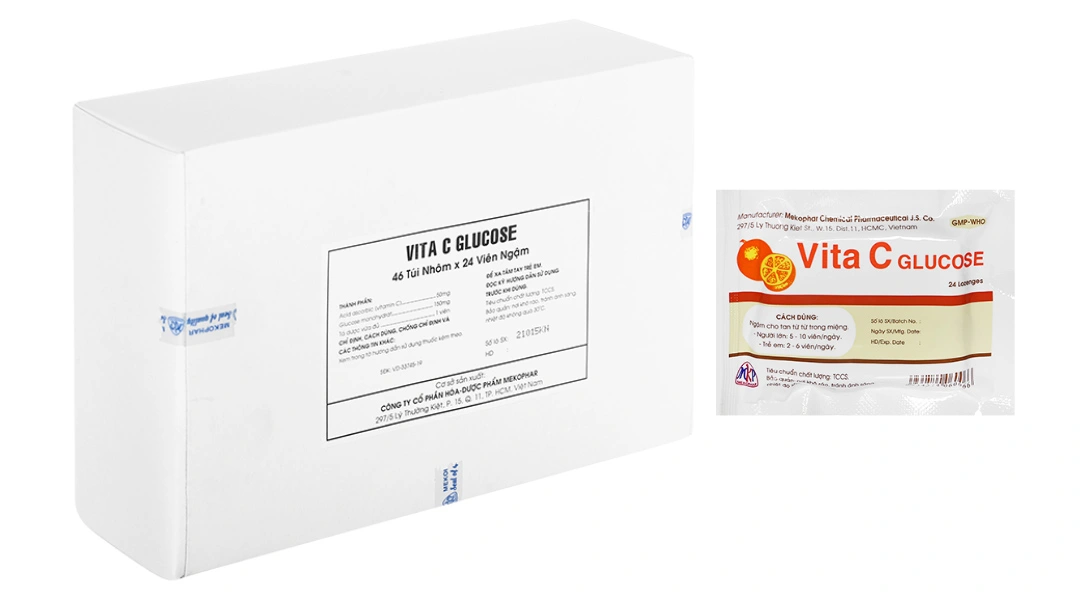 Vita C Glucose bổ sung vitamin C, tăng đề kháng (46 túi x 24 viên) - 