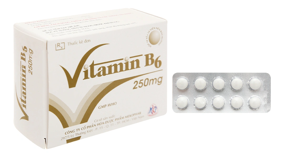 Vitamin B6 Mekophar 250mg trị thiếu máu, ngừa co giật (10 vỉ x 10 viên) - 