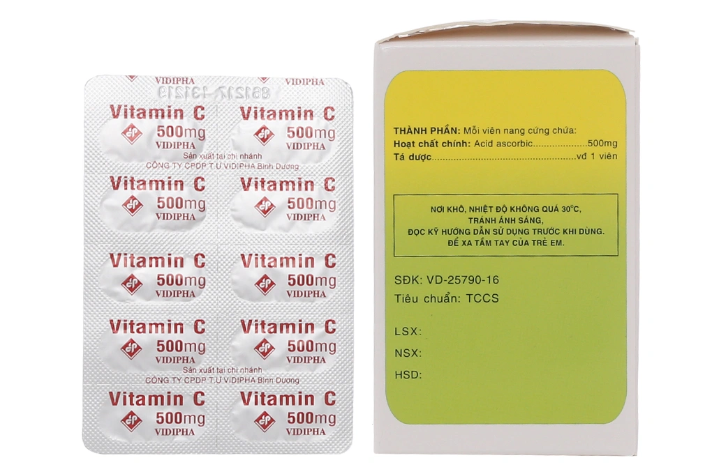 Vitamin C Vidipha 500mg trị bệnh do thiếu vitamin C (10 vỉ x 10 viên) - 1