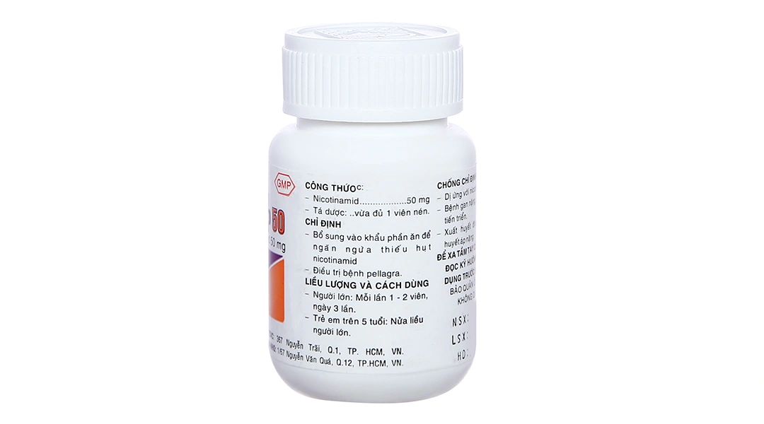 Vitamin PP 50 Pharmedic ngăn ngừa thiếu nicotinamide lọ 60 viên - 1