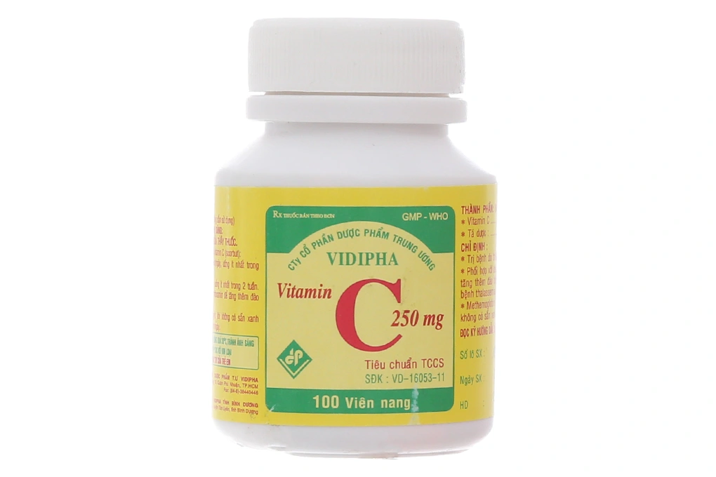 Vitamin C Vidipha 250mg phòng và trị thiếu vitamin C lọ 100 viên - 