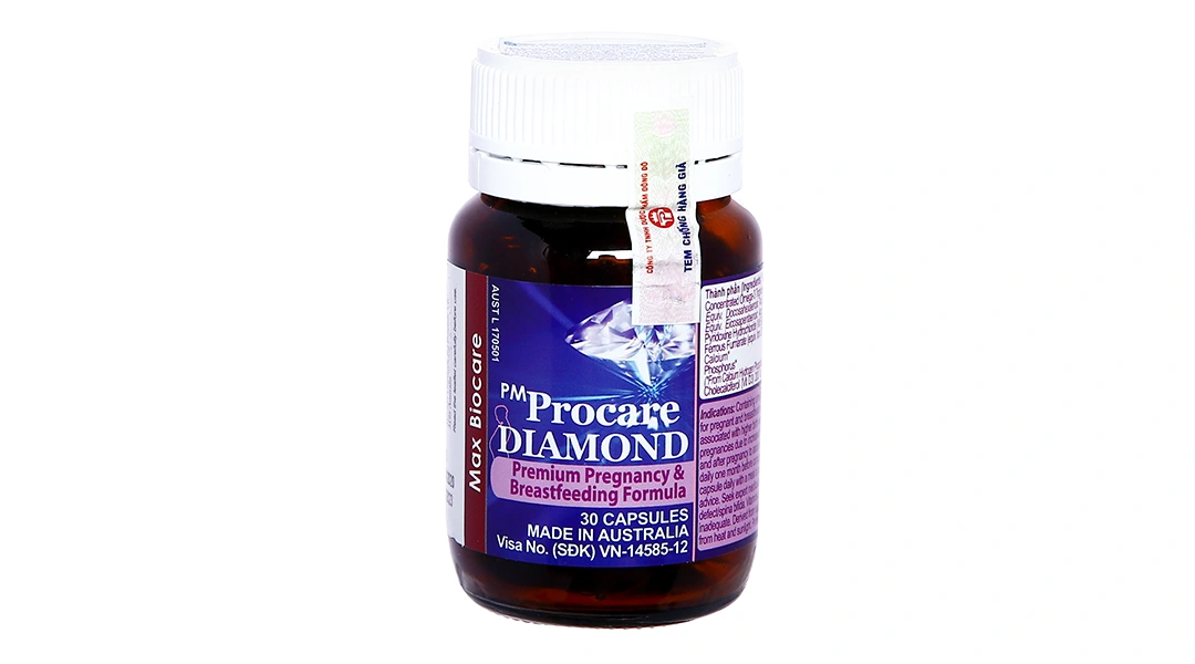 PM Procare Diamond bổ sung vitamin, khoáng chất cho phụ nữ mang thai lọ 30 viên - 