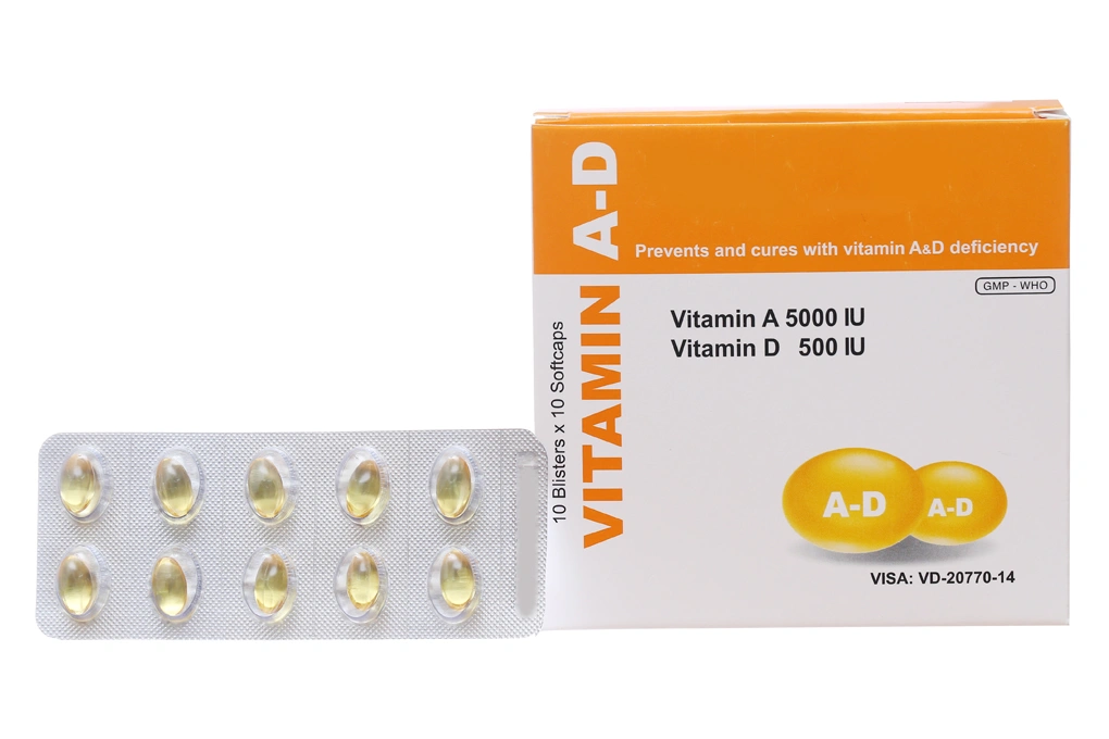 Vitamin A-D Medisun trị quáng gà, còi xương (10 vỉ x 10 viên) - 