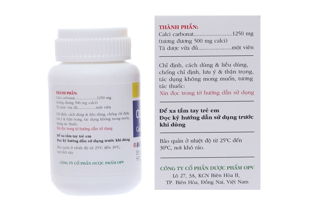 Opecalcium 1250mg bổ sung canxi, trị loãng xương lọ 30 viên - 2