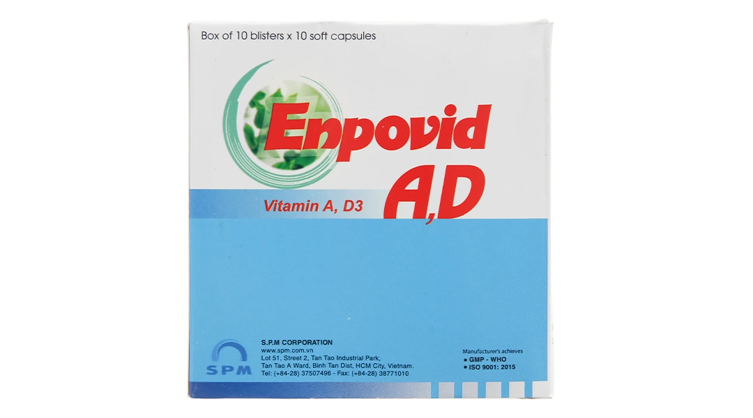 Enpovid A,D trị còi xương, nhuyễn xương (10 vỉ x 10 viên) - 1