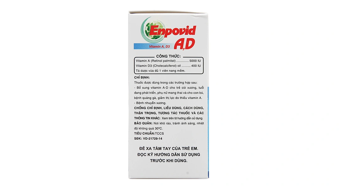 Enpovid A,D trị còi xương, nhuyễn xương (10 vỉ x 10 viên) - 2