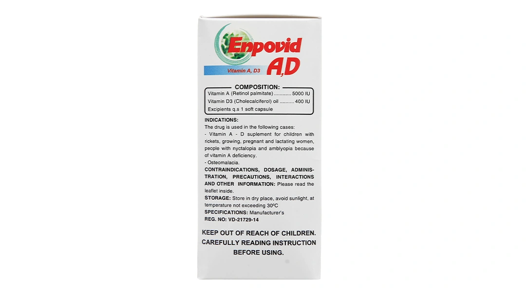 Enpovid A,D trị còi xương, nhuyễn xương (10 vỉ x 10 viên) - 3