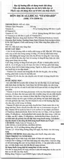 Hỗn dịch uống AllhiCal trị thiếu Canxi và Vitamin A, D chai 180ml - 5