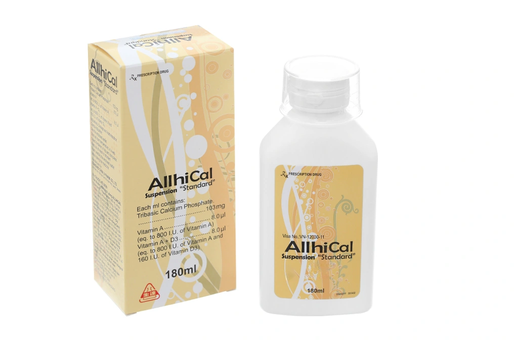 Hỗn dịch uống AllhiCal trị thiếu Canxi và Vitamin A, D chai 180ml - 