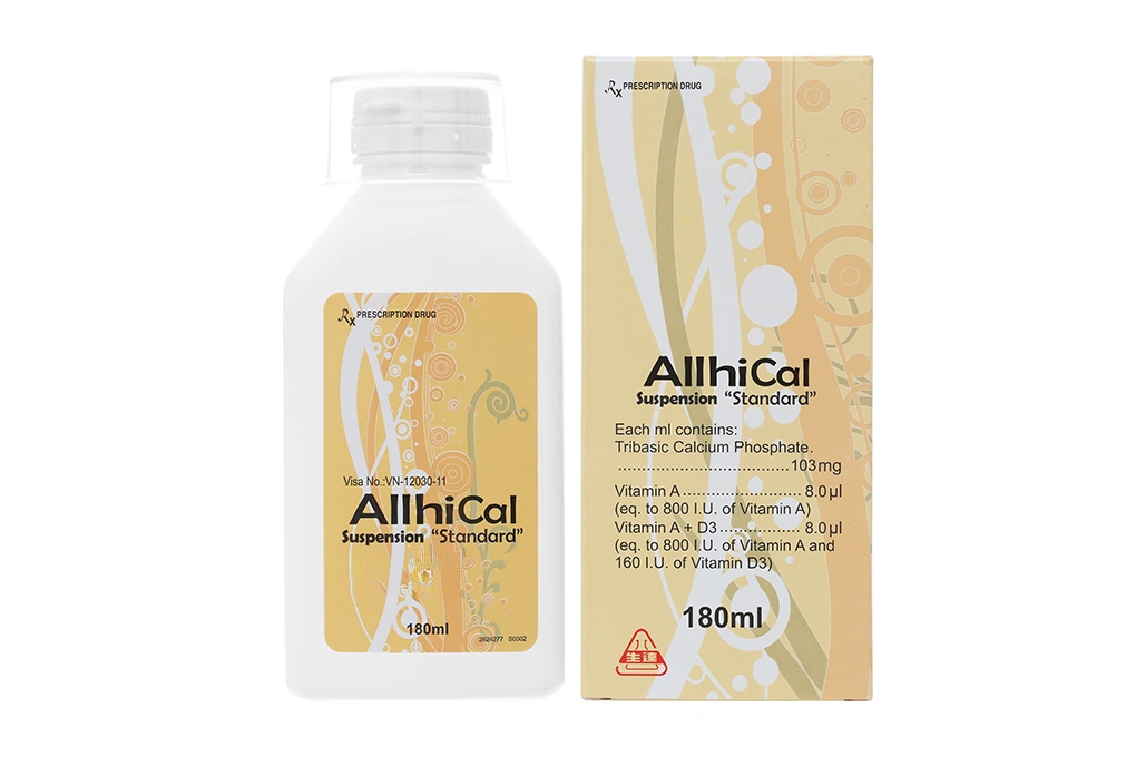 Hỗn dịch uống AllhiCal trị thiếu Canxi và Vitamin A, D chai 180ml - 1