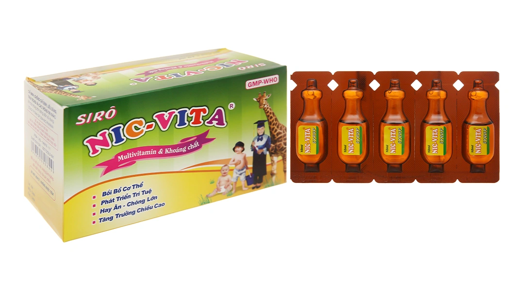 Siro Nic-Vita giúp trẻ ăn ngon, tăng chiều cao, phát triển tốt 20 ống x 10ml - 