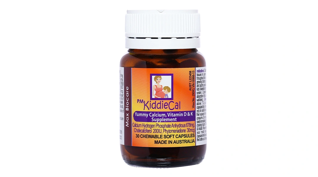 Viên nhai Pm KiddieCal bổ sung canxi và vitamin D chai 30 viên - 