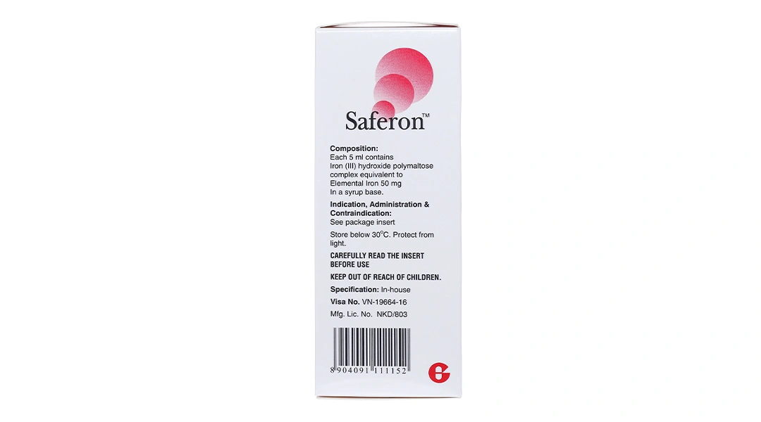 Siro Saferon 50mg/5ml trị thiếu máu, thiếu sắt chai 100ml - 3