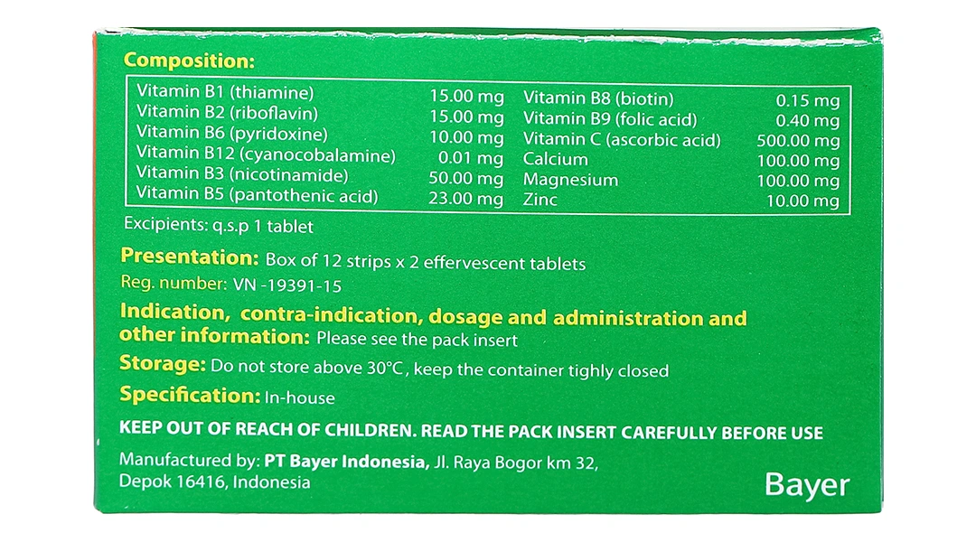 Viên nén sủi bọt Berocca Performance trị thiếu hụt vitamin C, B, kẽm (12 vỉ x 2 viên) - 3